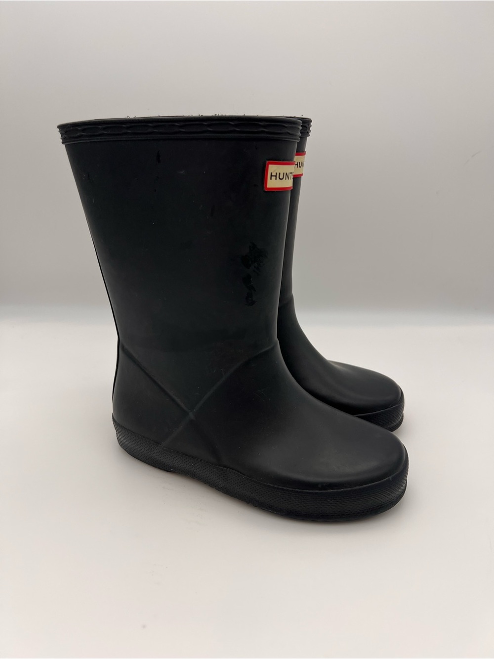 Hunter Kids 10 Black/ Dark Navy Rain Boots Wellies